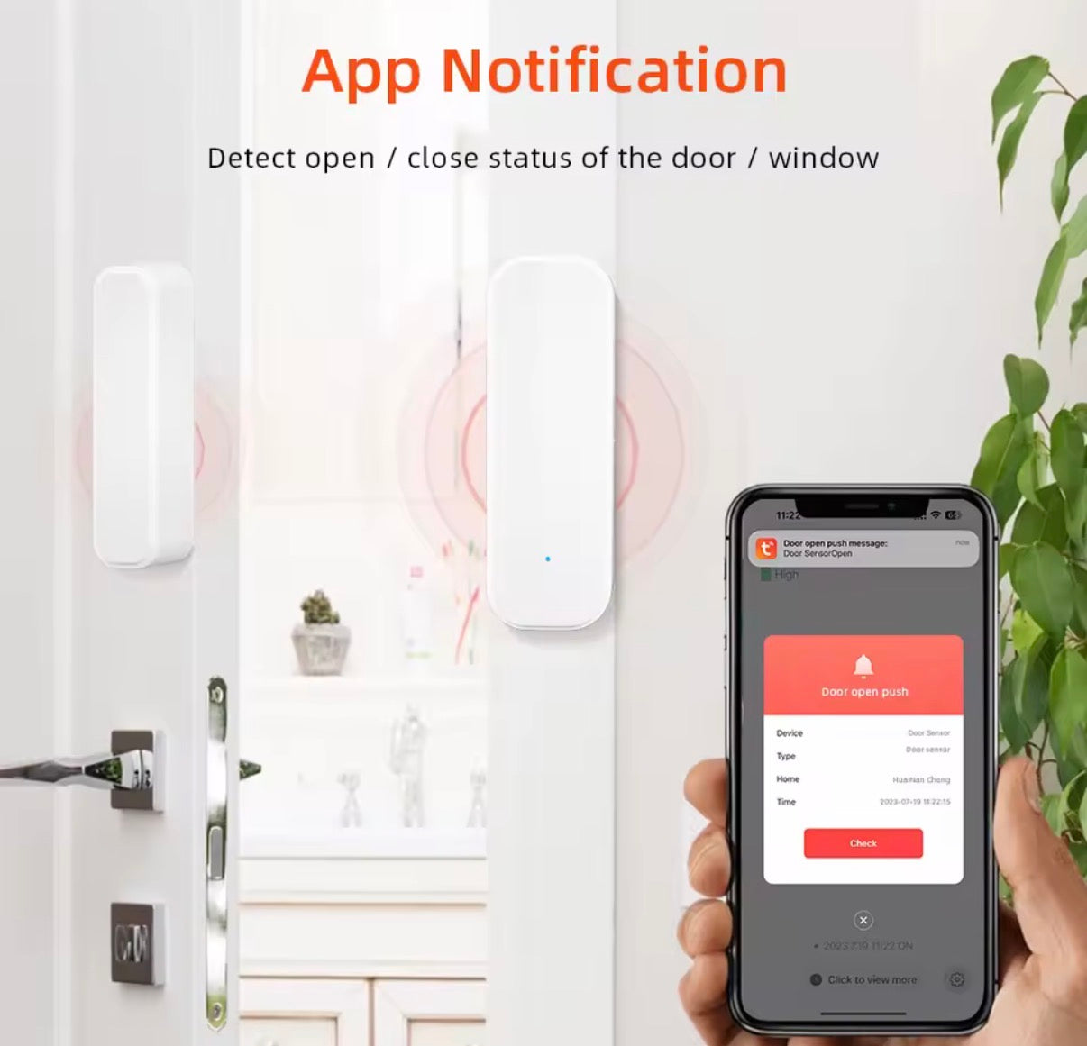 Sensor de Puerta WiFi Tuya Smart Life – Alarma Antirrobo Inteligente Compatible con Alexa y Google Home