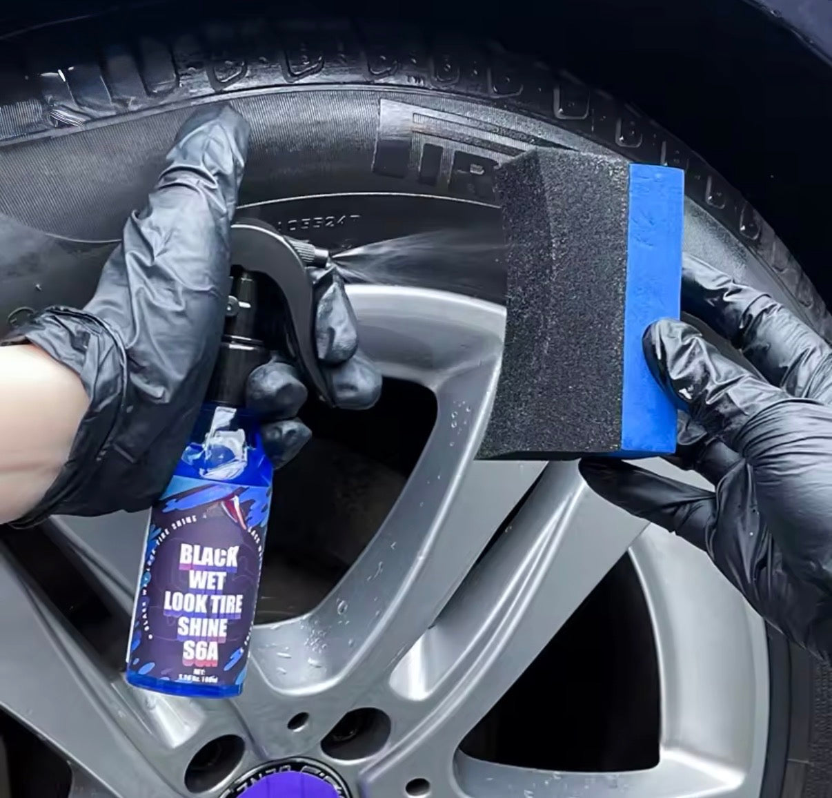 Abrillantador de Neumáticos Efecto Mojado | Negro Intenso y Protección UV