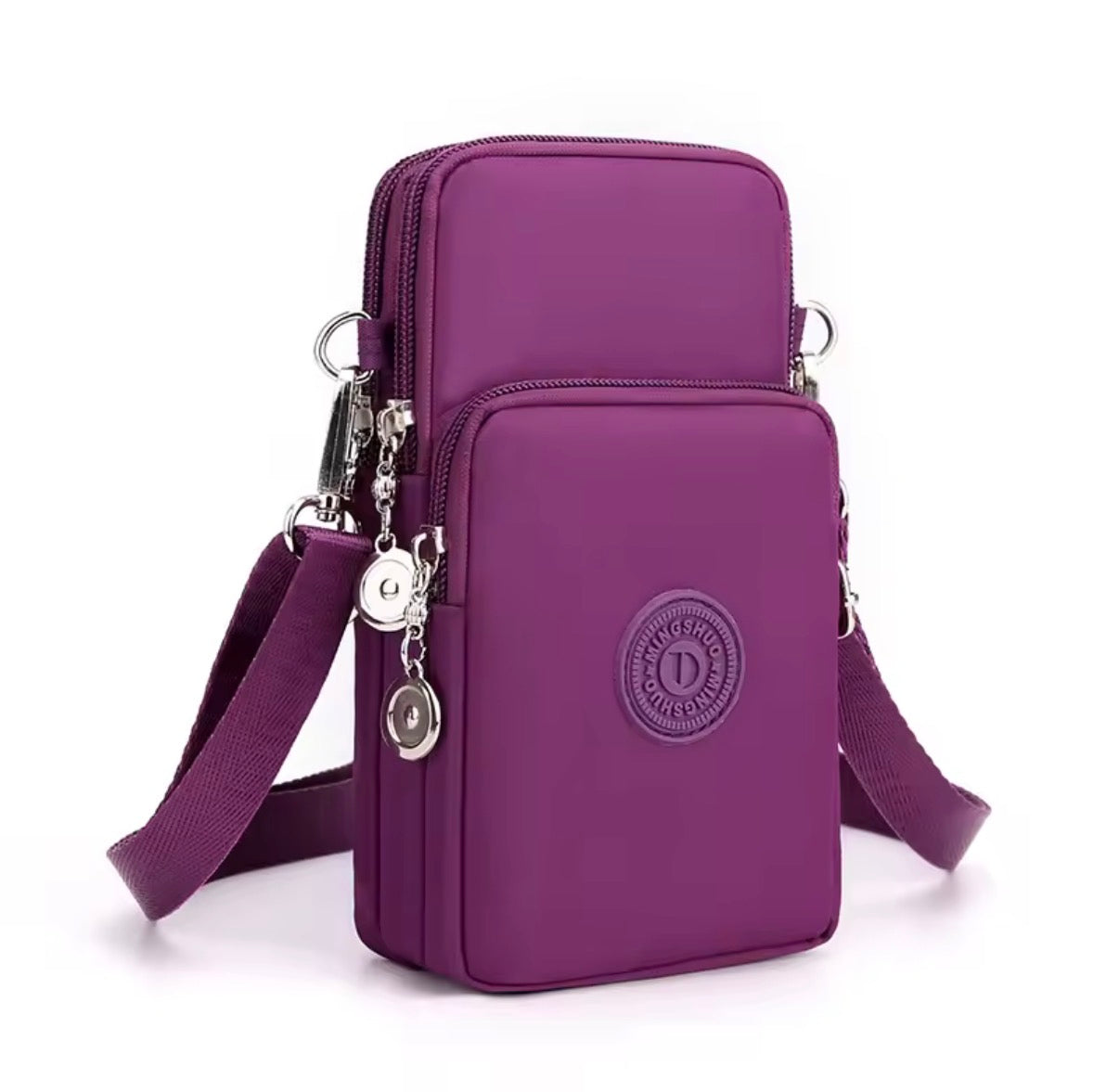 Bolso para móvil de nailon para mujer | Bandolera pequeña y cartera de viaje con correa