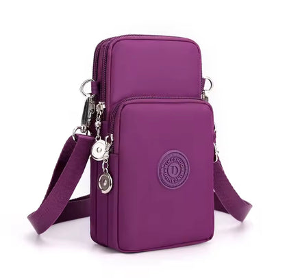 Bolso para móvil de nailon para mujer | Bandolera pequeña y cartera de viaje con correa