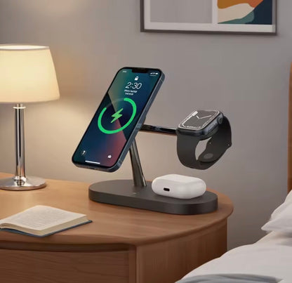 Cargador Inalámbrico 3 en 1 para iPhone, Apple Watch y AirPods