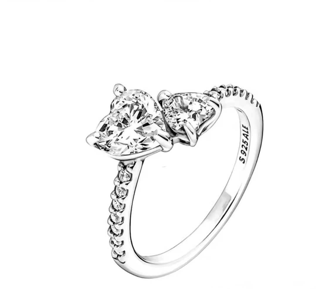 Anillo Doble Corazón en Plata de Ley 925 para Mujer | Joyería Elegante y Regalo Ideal