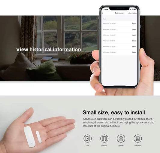 Sensor de Puerta WiFi Tuya Smart Life – Alarma Antirrobo Inteligente Compatible con Alexa y Google Home