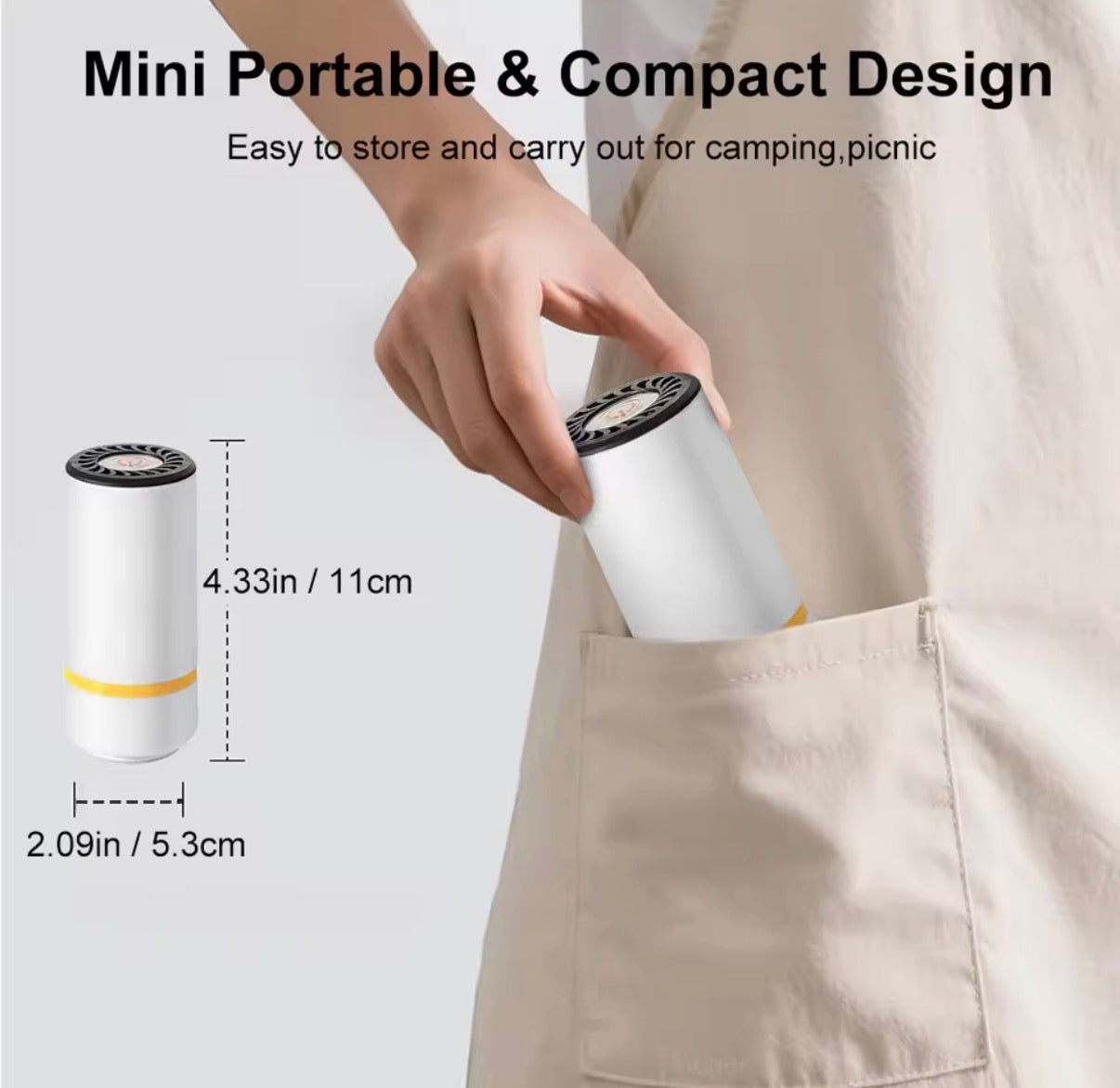 Mini bomba de aire eléctrica recargable para alimentos | Selladora de bolsas al vacío portátil