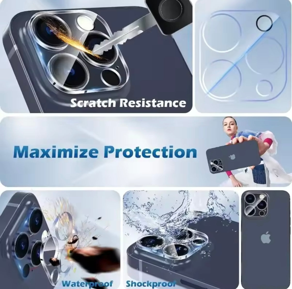 Protector de pantalla + cámaras para Iphone