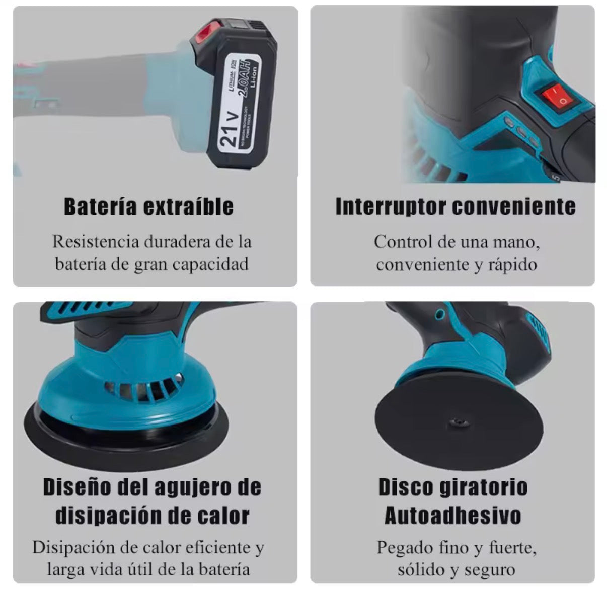 Pulidora de Coche Inalámbrica 21V de 6 Pulgadas con Batería de Litio | Pulir, Encerar y Abrillantar Autos