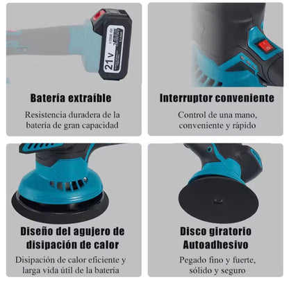 Pulidora de Coche Inalámbrica 21V de 6 Pulgadas con Batería de Litio | Pulir, Encerar y Abrillantar Autos