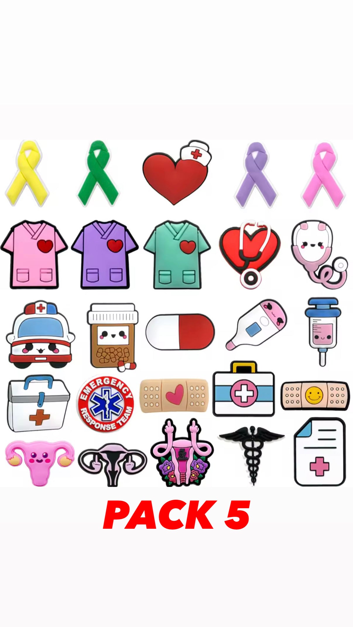 Amuletos para zapatos de  Crocs, alfileres médicos de enfermera.