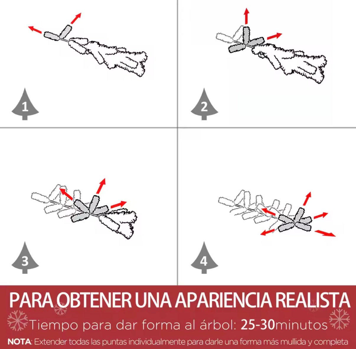 Árbol de Navidad Artificial 120/180 cm con Nieve y 750 Ramas