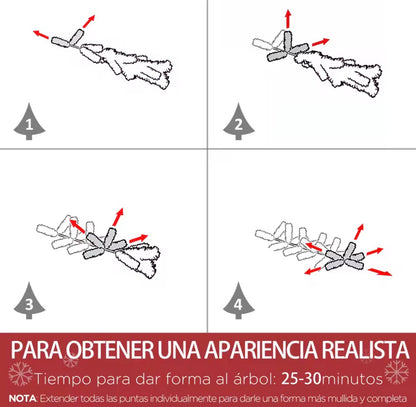 Árbol de Navidad Artificial 120/180 cm con Nieve y 750 Ramas