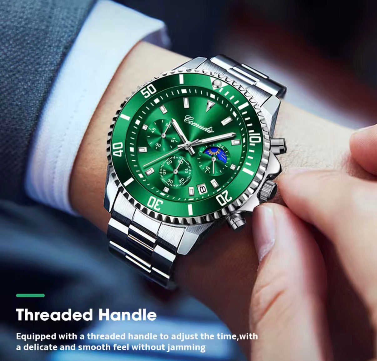 Reloj Cronógrafo Hombre Acero Inoxidable | Resistente al Agua y Luminoso