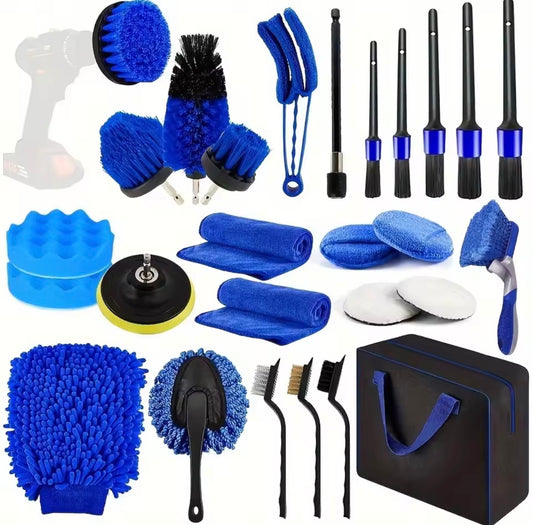 Kit de Lavado de Coche 27 Piezas Profesional – Accesorios de Limpieza Completo para Automóvil, Cepillos, Esponjas y Herramientas Detailing