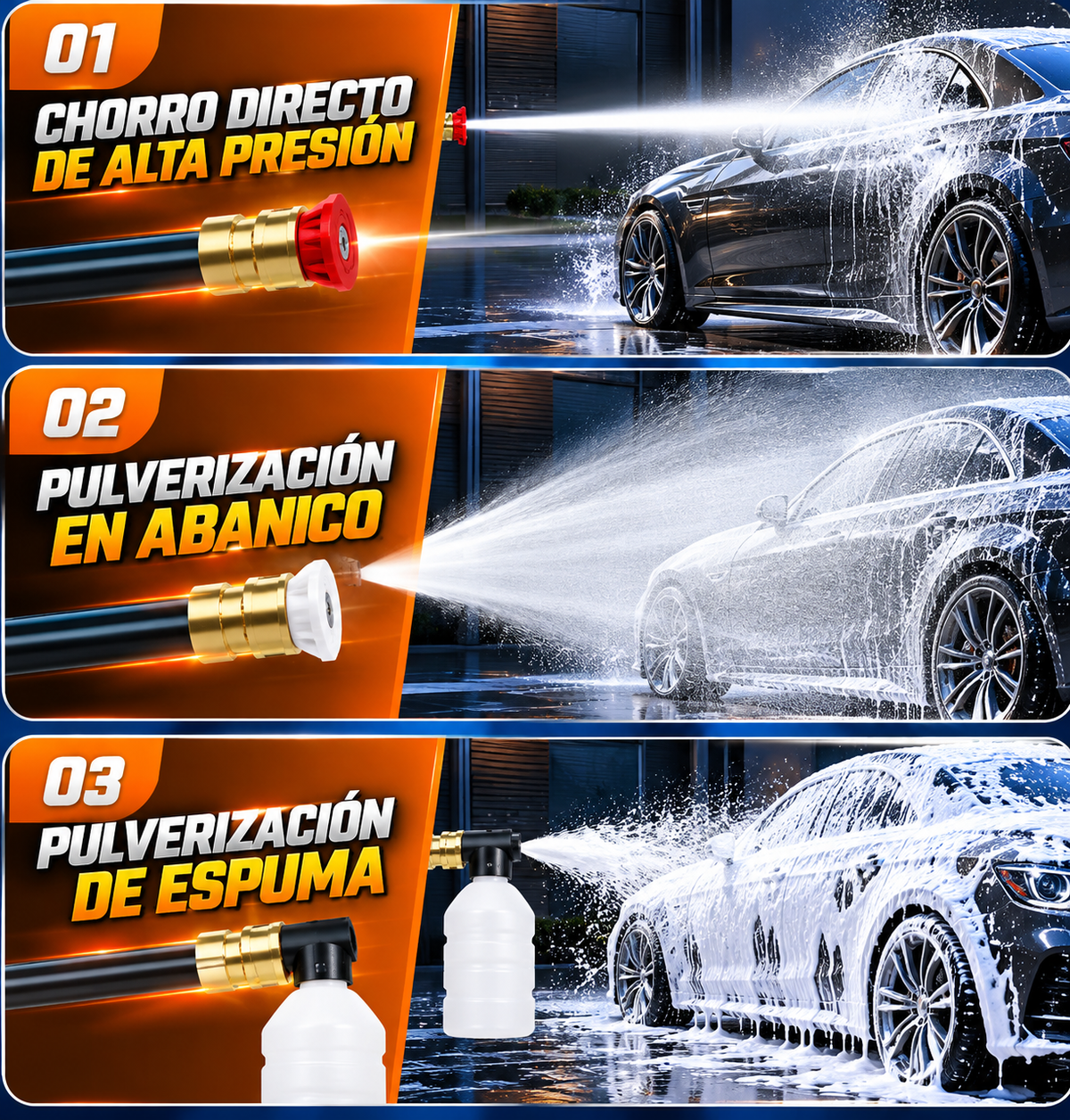 Pistola de agua a presión inalámbrica 1500W 30 bar – Limpieza potente para coche, jardín y hogar