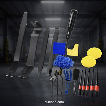 Pack Maestro Detailing 19 en 1: Limpieza Pro + Kit de Desmontaje Antirrayaduras