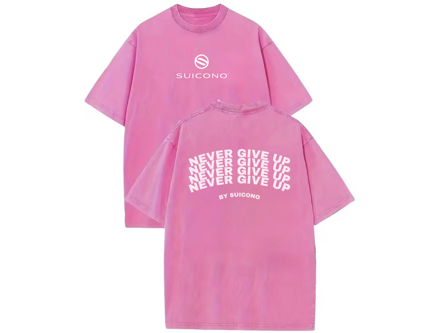 Camiseta “Never Give Up” 100% Algodón | Negra, Rosa, Verde y Gris