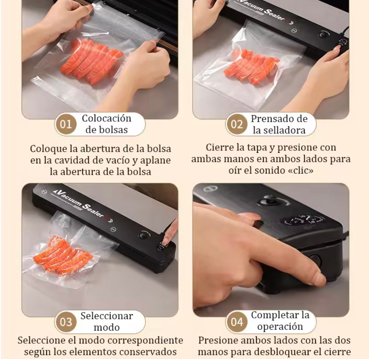 Envasadora al Vacío Multifunción + 10 Bolsas Gratis – Conserva Alimentos Frescos y Ahorra Dinero