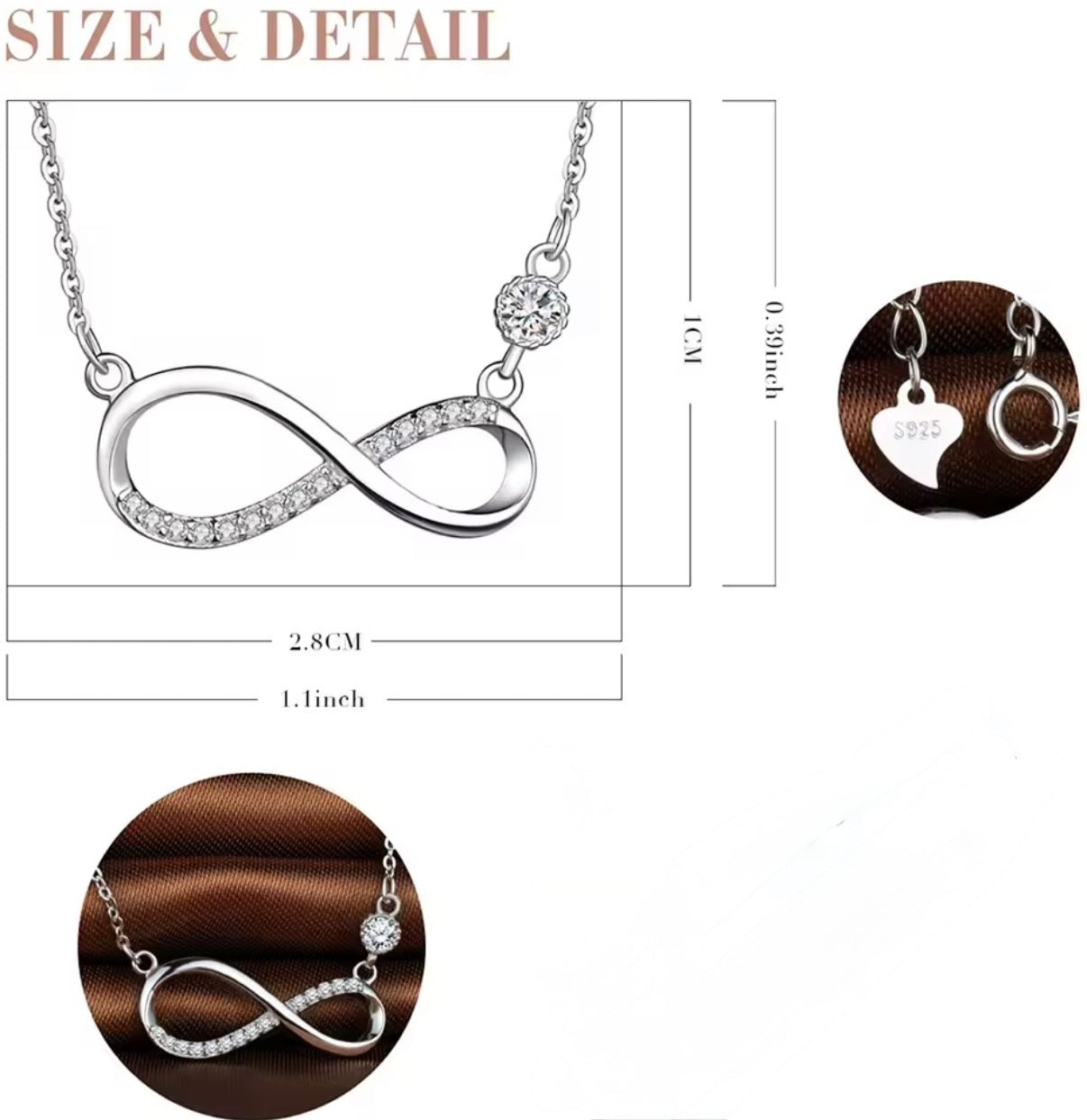 Collar Infinito de Plata 925 con Circonita | Regalo para Ella