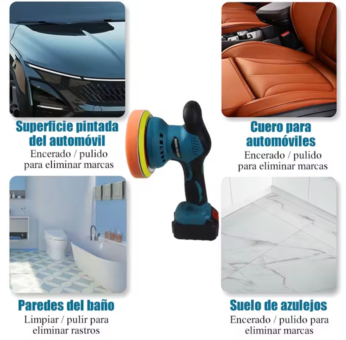 Pulidora de Coche Inalámbrica 21V de 6 Pulgadas con Batería de Litio | Pulir, Encerar y Abrillantar Autos