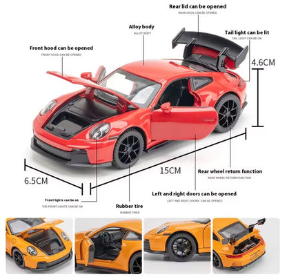 Porsche 911 GT3 RS 1:32 – Coche Deportivo Diecast de Aleación | Modelo con Luces y Sonido | Alta Simulación para Colección y Regalo