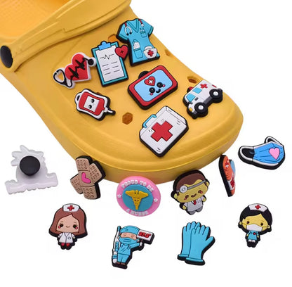 22 Stück PVC-Schuhanhänger mit Cartoon-Motiv „Arzt und Krankenschwester“, zum Selbermachen von Hausschuhen, Sandalen, Schuhschnallen, Pins, Krankenhaus-Serie, Schuhdekoration, Geschenke für Freunde