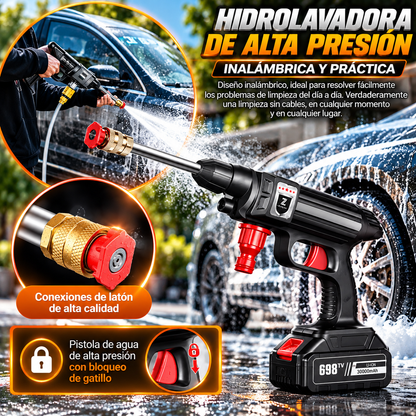 Pistola de agua a presión inalámbrica 1500W 30 bar – Limpieza potente para coche, jardín y hogar