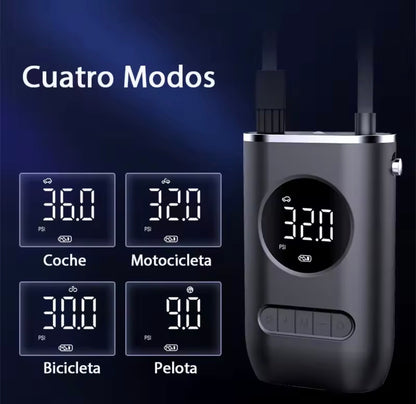 Bomba infladora inalámbrica recargable para coche | Inflador de neumáticos con pantalla digital