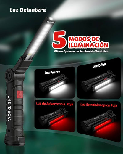 Linterna LED Recargable COB Magnética 360º | Pack 2 Linternas de Taller