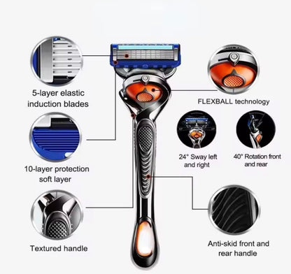 Afeitadora para Hombre 5 Capas – Mango Antideslizante y Hoja Duradera/ +16 recambios