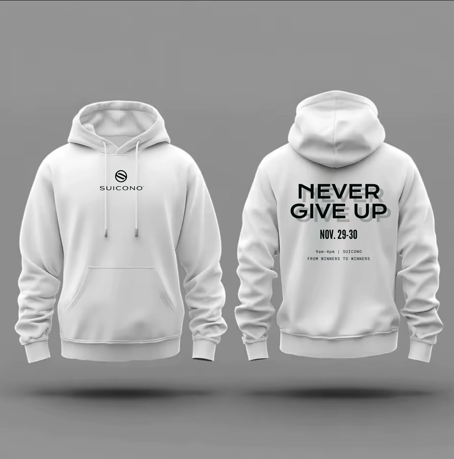 Sudadera Never Give Up Suicono – Ropa Motivacional Premium