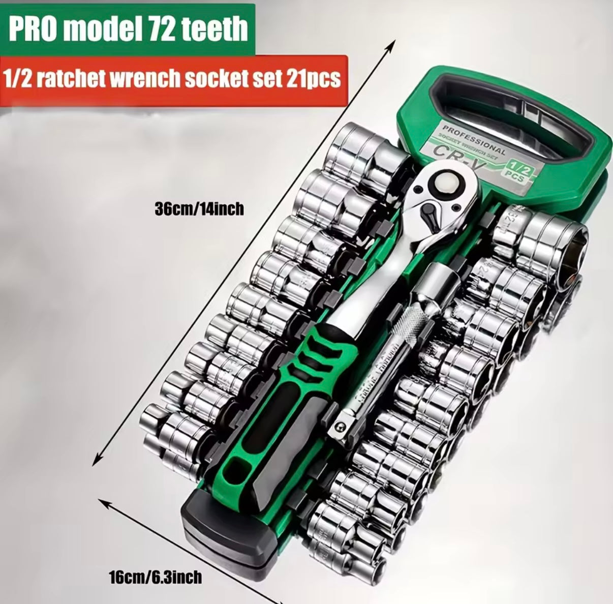 Llave de carraca con juego de casquillos  1/4 "-3/8"-1/2".