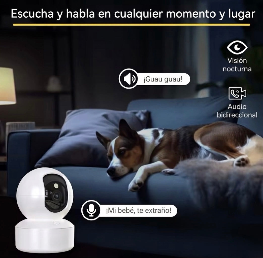 Cámara Vigilancia WiFi 2K 360° Interior | Visión Nocturna, Audio Bidireccional, Monitor Bebé, 5G/2.4GHz
