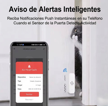 Sensor de Vibración WiFi Inteligente Tuya Smart Life | Alarma para Puertas y Ventanas con Alertas en Tiempo Real