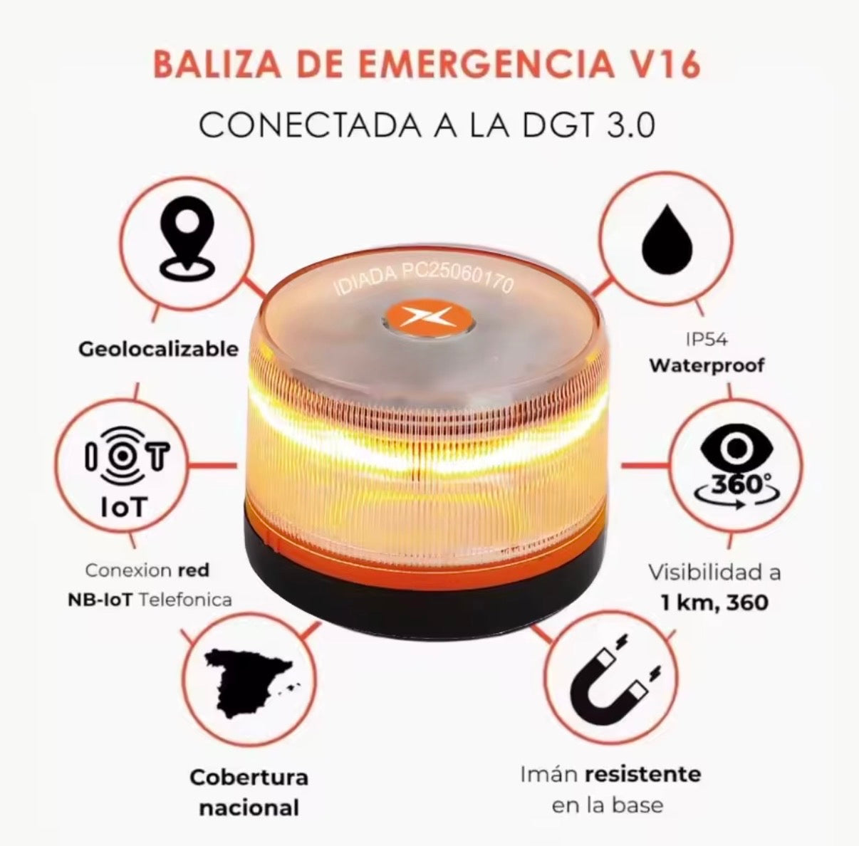 Baliza V16 Homologada DGT con Geolocalizador y Luz LED Barata 