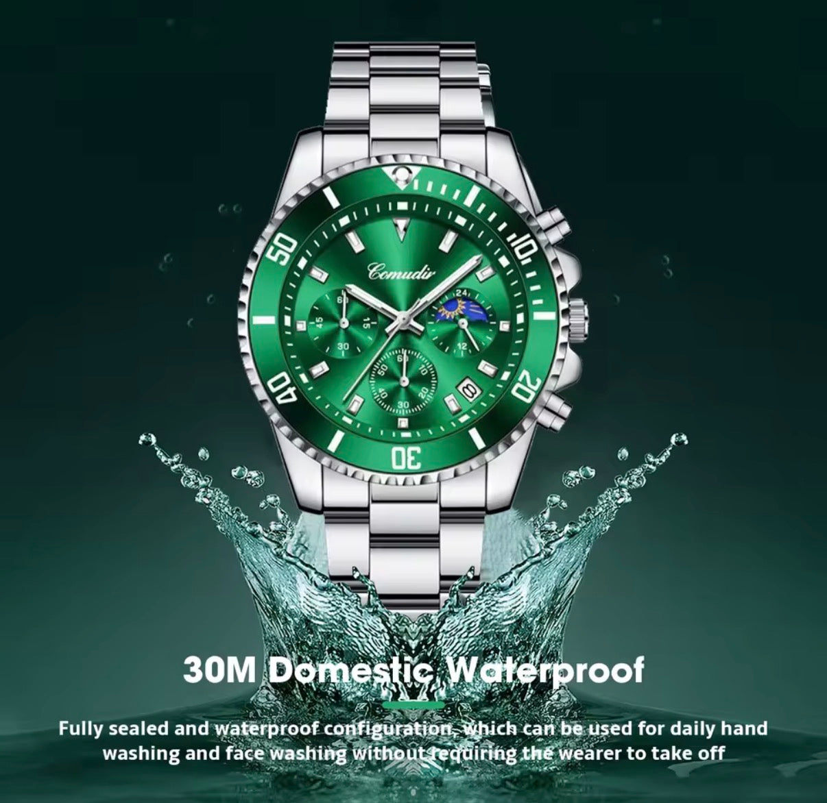 Reloj Cronógrafo Hombre Acero Inoxidable | Resistente al Agua y Luminoso