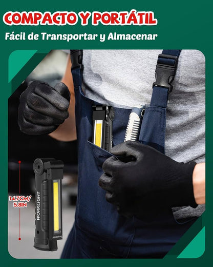 Linterna LED Recargable COB Magnética 360º | Pack 2 Linternas de Taller