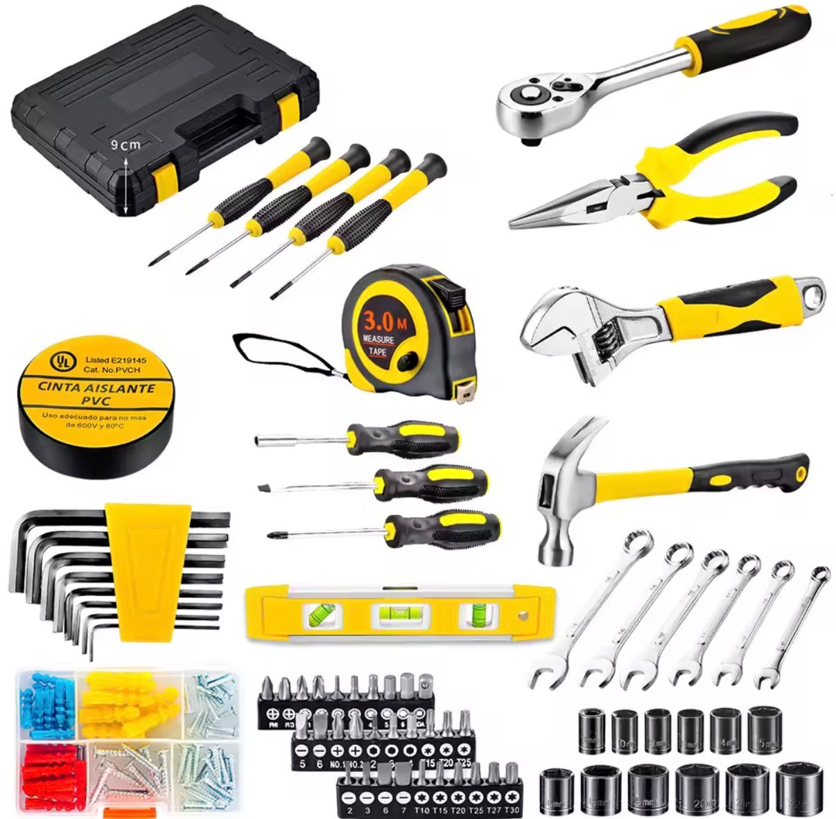 Kit de herramientas 108 piezas para mantenimiento y reparación de automóviles