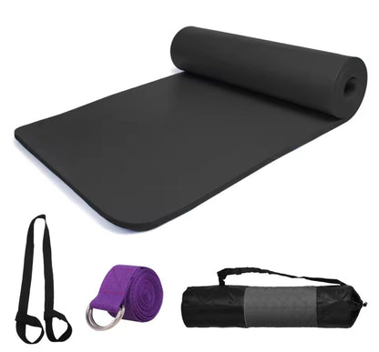 Esterilla Yoga Profesional 10mm Extra Gruesa – Pack con Bolsa, Correa y Banda