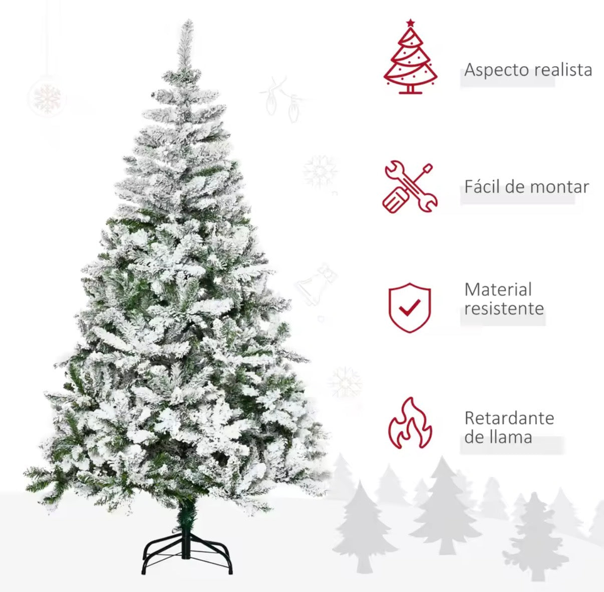 Árbol de Navidad Artificial 120/180 cm con Nieve y 750 Ramas