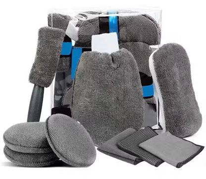 Kit de Limpieza Detailing para Coche 9 Piezas | Microfibra, Guante y Accesorios de Lavado