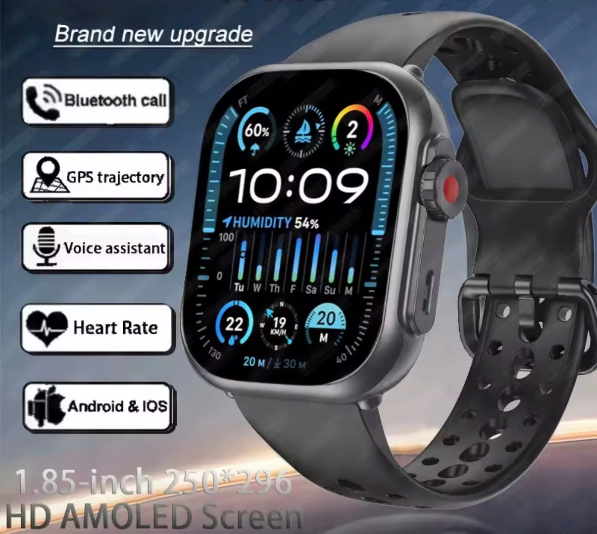 Smartwatch Ultra 2 1,85” HD IP68 con Llamadas Bluetooth y Batería 1000mAh
