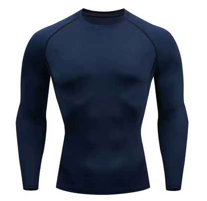 Camiseta Deportiva Hombre de Compresión | Secado Rápido para Gimnasio y Running Azul