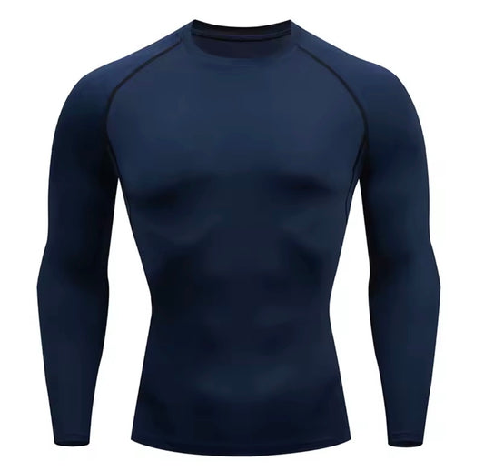 Camiseta Deportiva Hombre de Compresión | Secado Rápido para Gimnasio y Running Azul