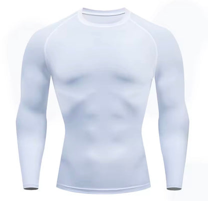 Camiseta Deportiva Hombre de Compresión | Secado Rápido para Gimnasio y Running Blanca