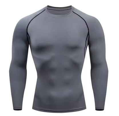 Camiseta Deportiva Hombre de Compresión | Secado Rápido para Gimnasio y Running Gris