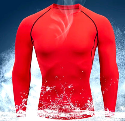 Camiseta Deportiva Hombre de Compresión | Secado Rápido para Gimnasio y Running Roja 