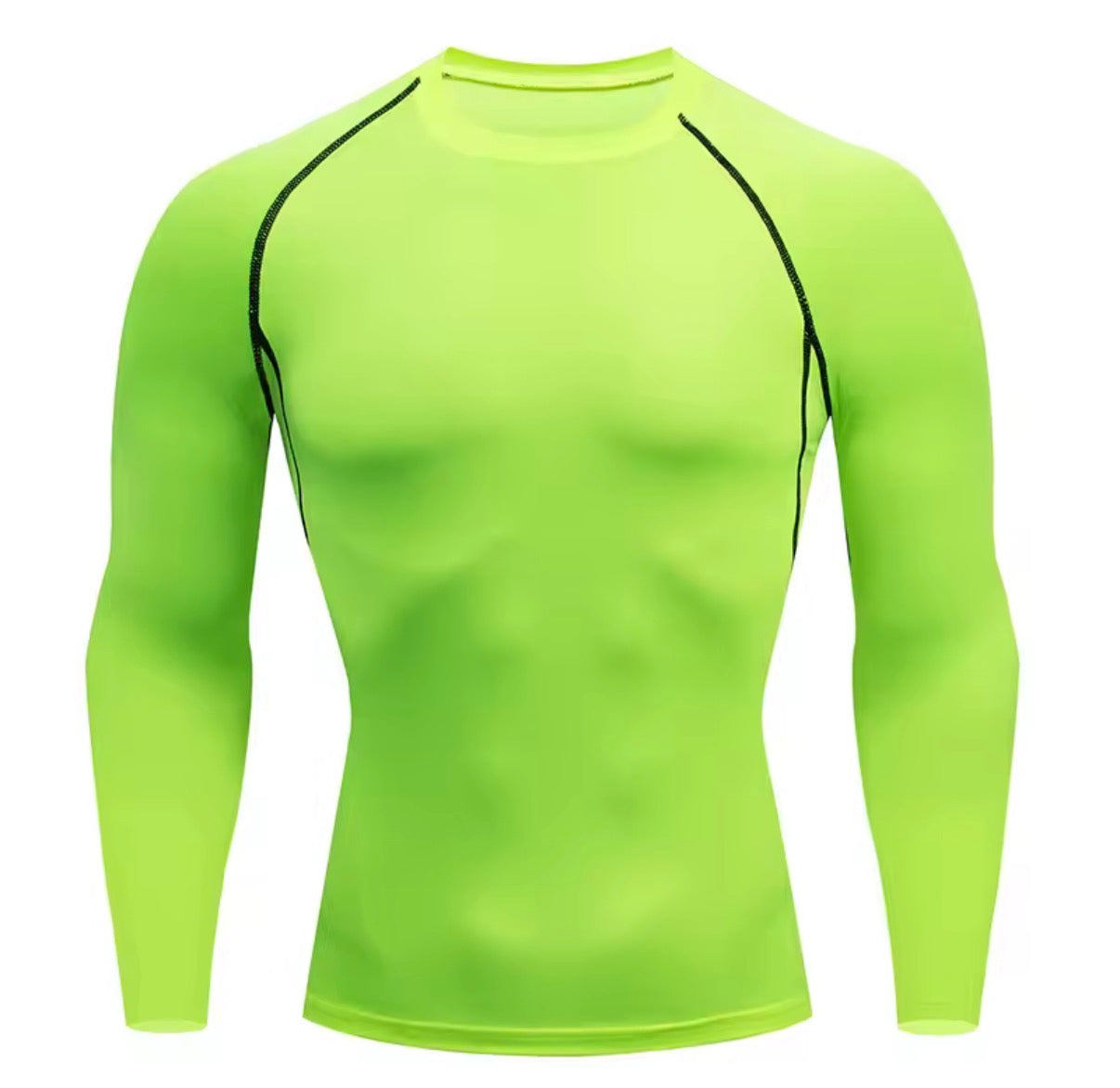 Camiseta Deportiva Hombre de Compresión | Secado Rápido para Gimnasio y Running Verde fosforito 