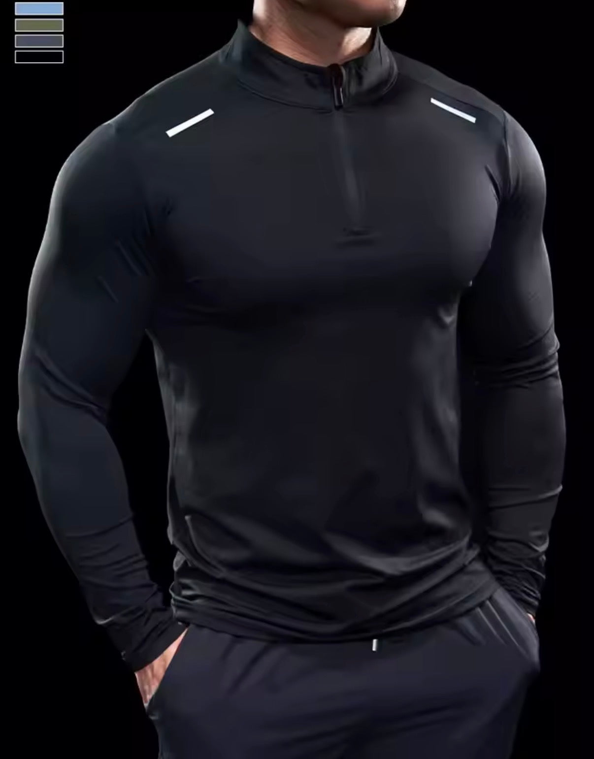 Camiseta de manga larga elástica para gimnasio y entrenamiento masculino