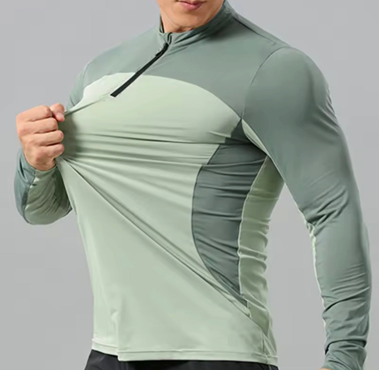 Camiseta de deporte para hombre, transpirable y de secado rápido con manga larga