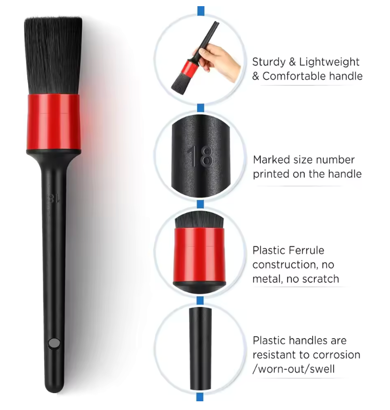 Juego de 6 cepillos para detalles de coches.