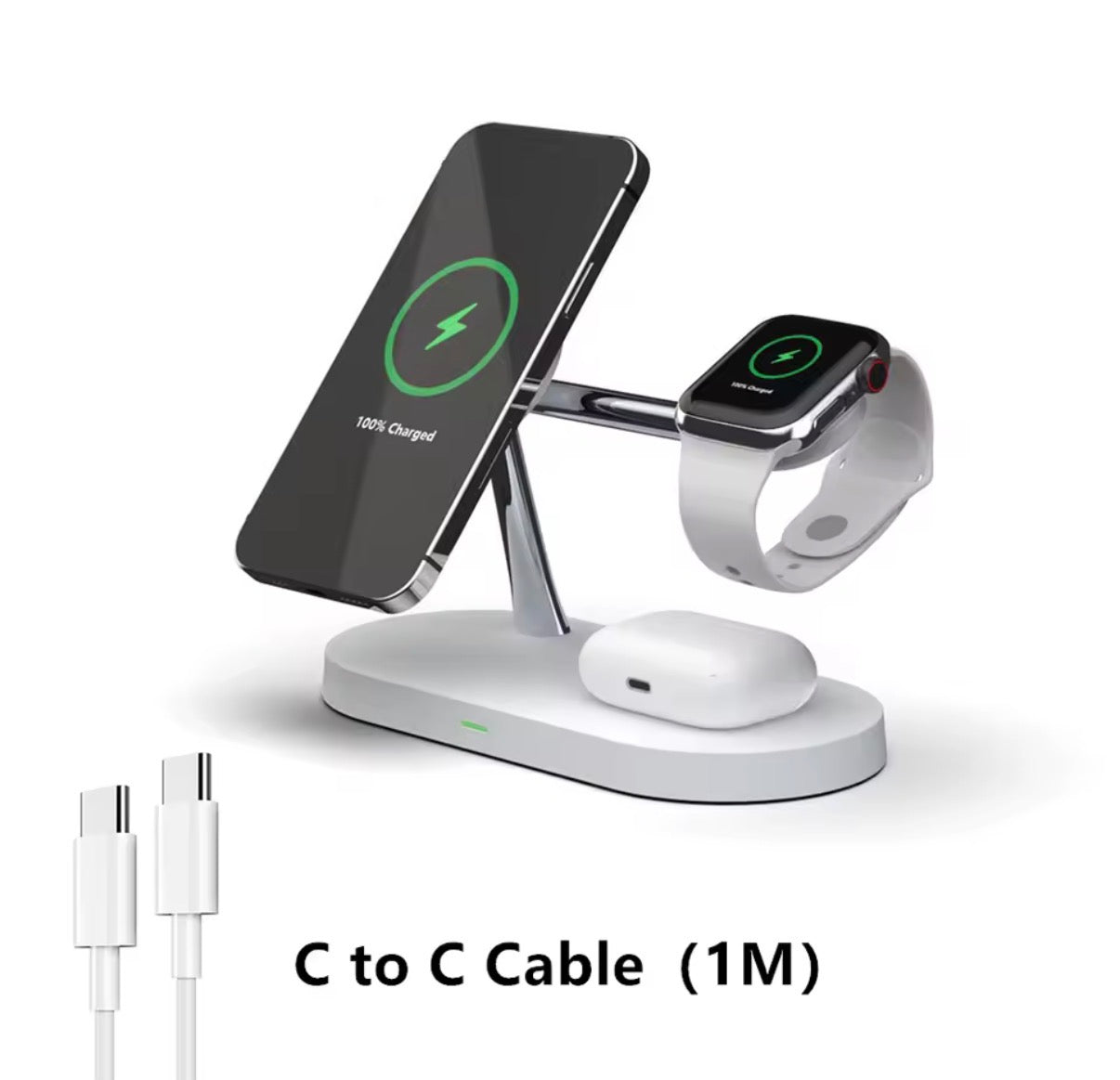 Cargador Inalámbrico 3 en 1 para iPhone, Apple Watch y AirPods